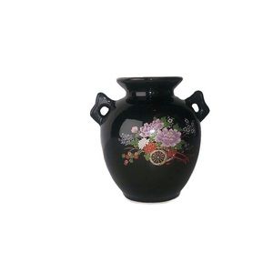 Black Flower Detail Decorative Small Vase